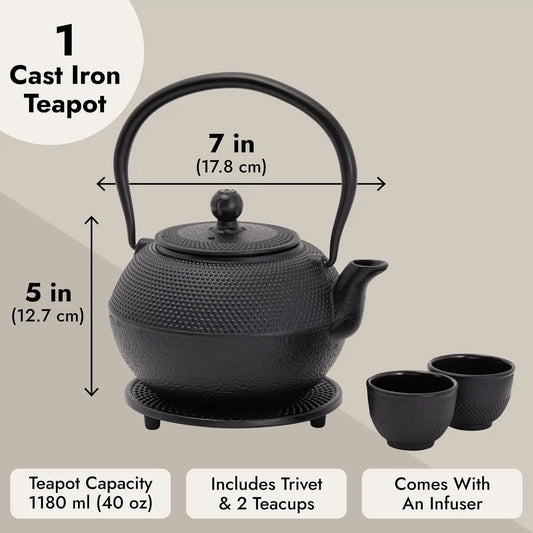 1.2 L Cast Iron Teapot Set with Infuser