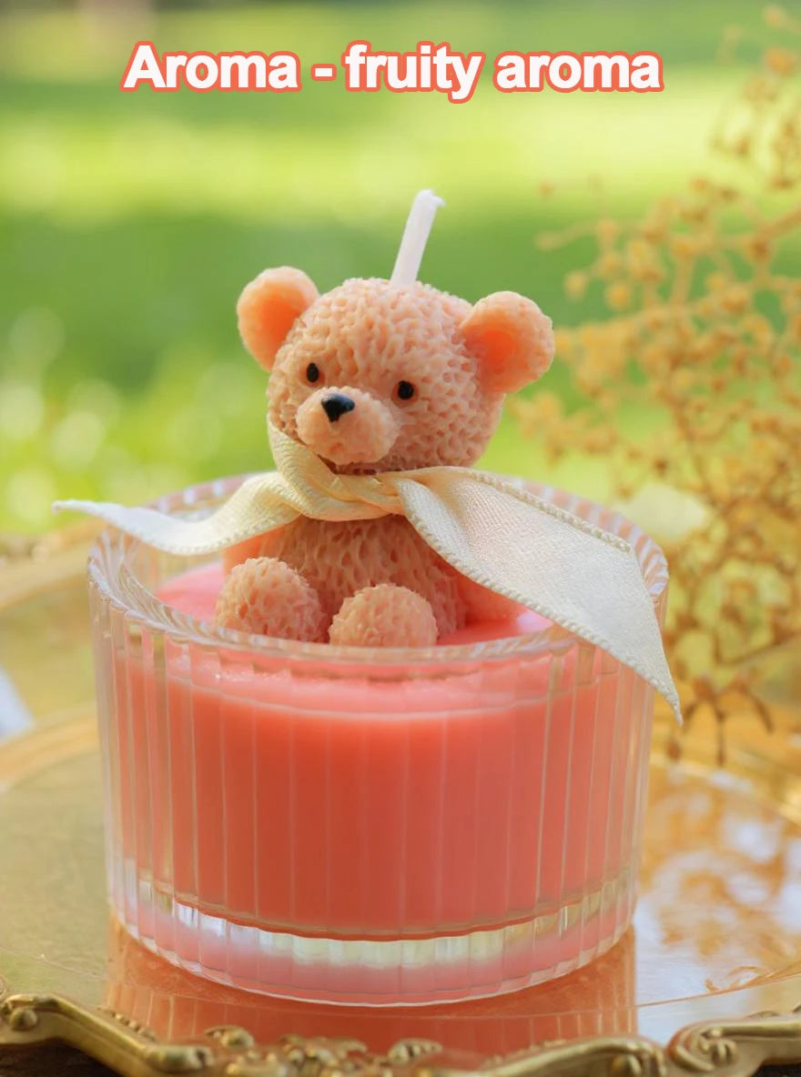 Scented, Soy Wax Teddy Bear Candle in Glass