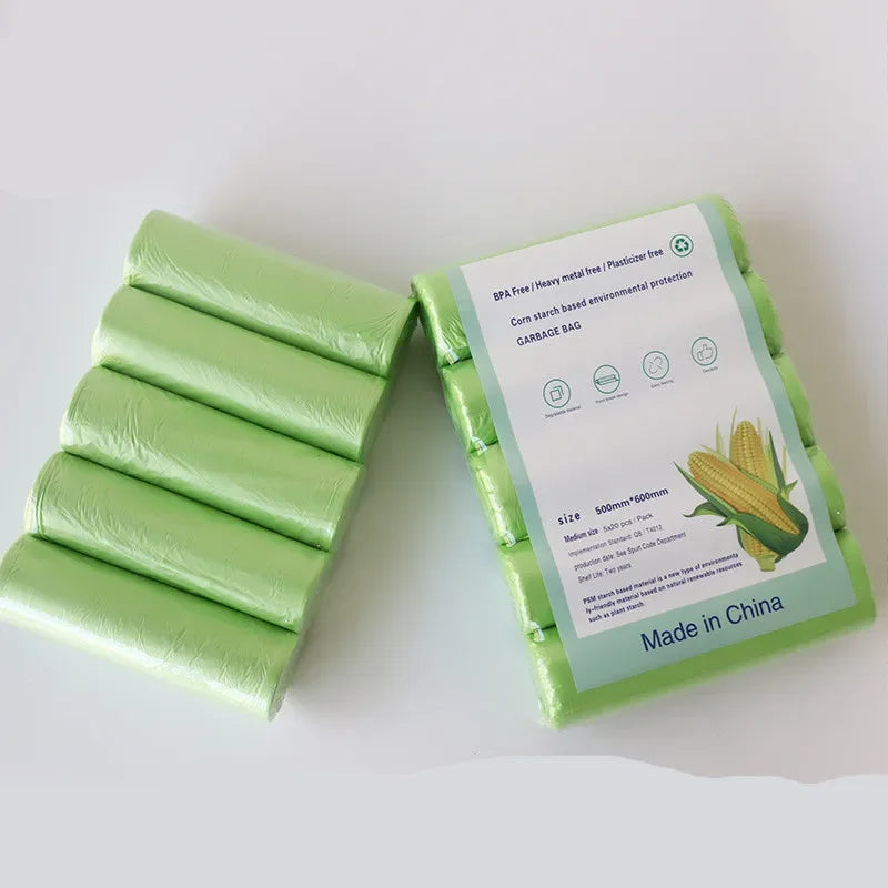 Biodegradable trash bags for kitchen and outdoor, 100 BPA free 5 rolls