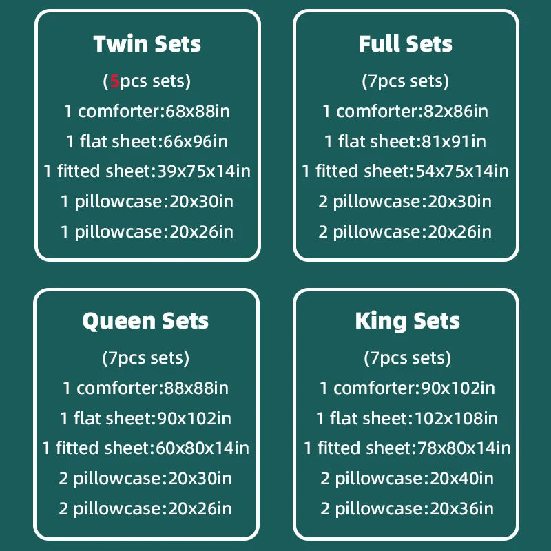 Diamond Stitched Comforter Bedding Sets with Sheets & Pillowcases 5-7pcs for Twin Full Queen King Sizes