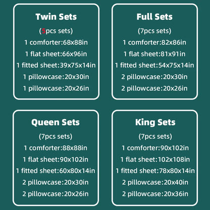 Diamond Stitched Comforter Bedding Sets with Sheets & Pillowcases 5-7pcs for Twin Full Queen King Sizes