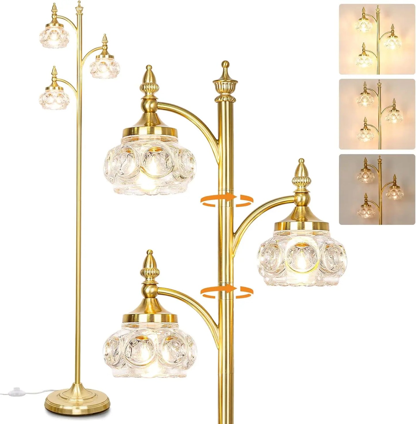 Gold Dimmable Tree Floor Lamp with a Sturdy Metal Base
