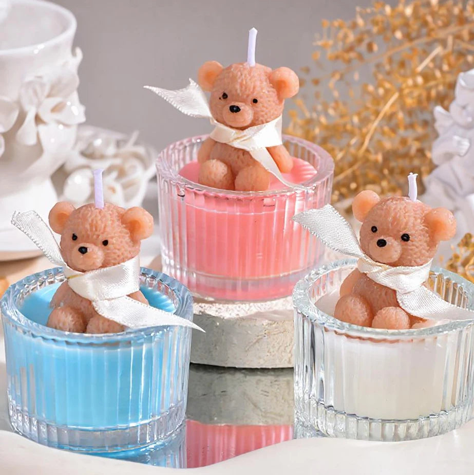 Scented, Soy Wax Teddy Bear Candle in Glass