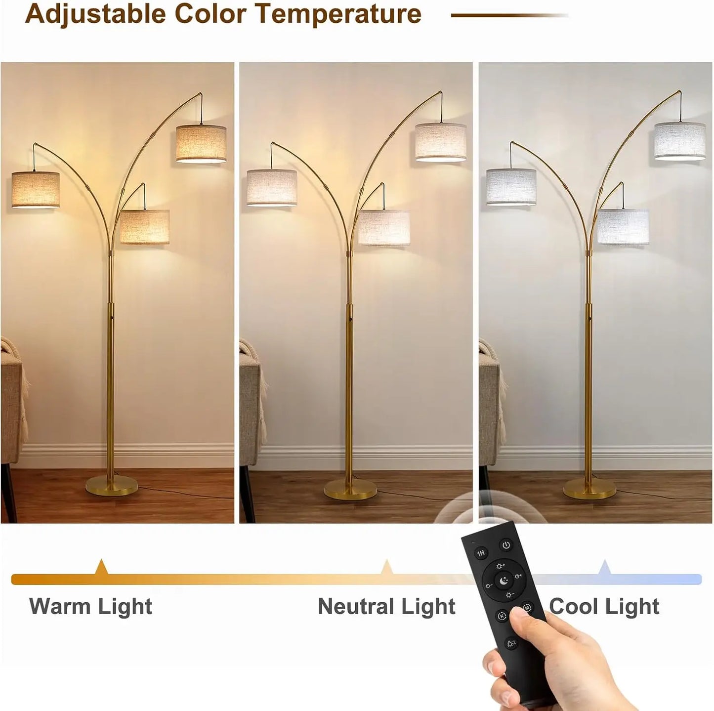 Super Bright Arc Floor Lamp Remote Control Stepless Dimmable 80 Inch Mid Century Tree Floor Lamp For Living Room Bedroom Office
