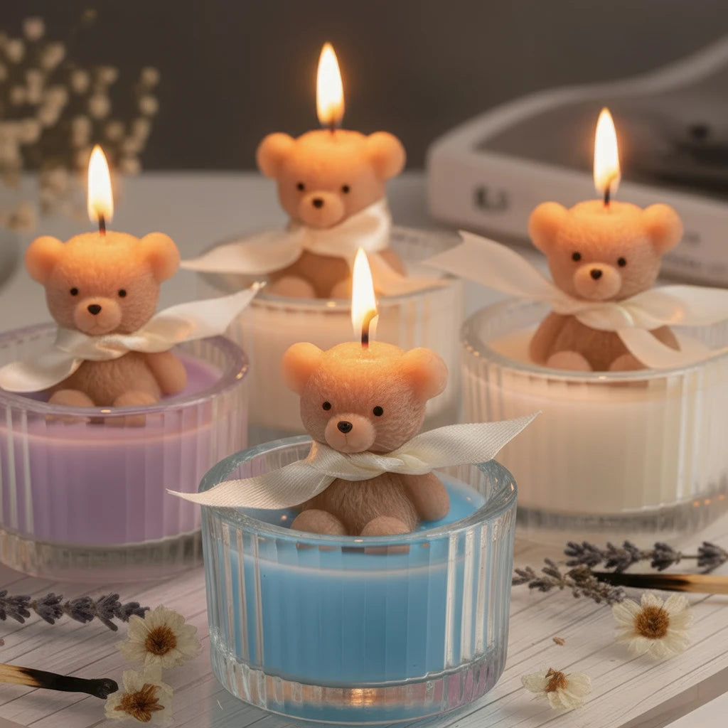 Scented, Soy Wax Teddy Bear Candle in Glass