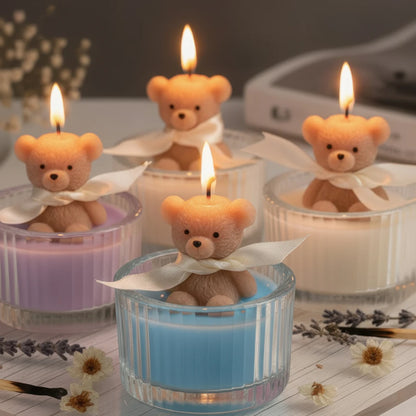 Scented, Soy Wax Teddy Bear Candle in Glass
