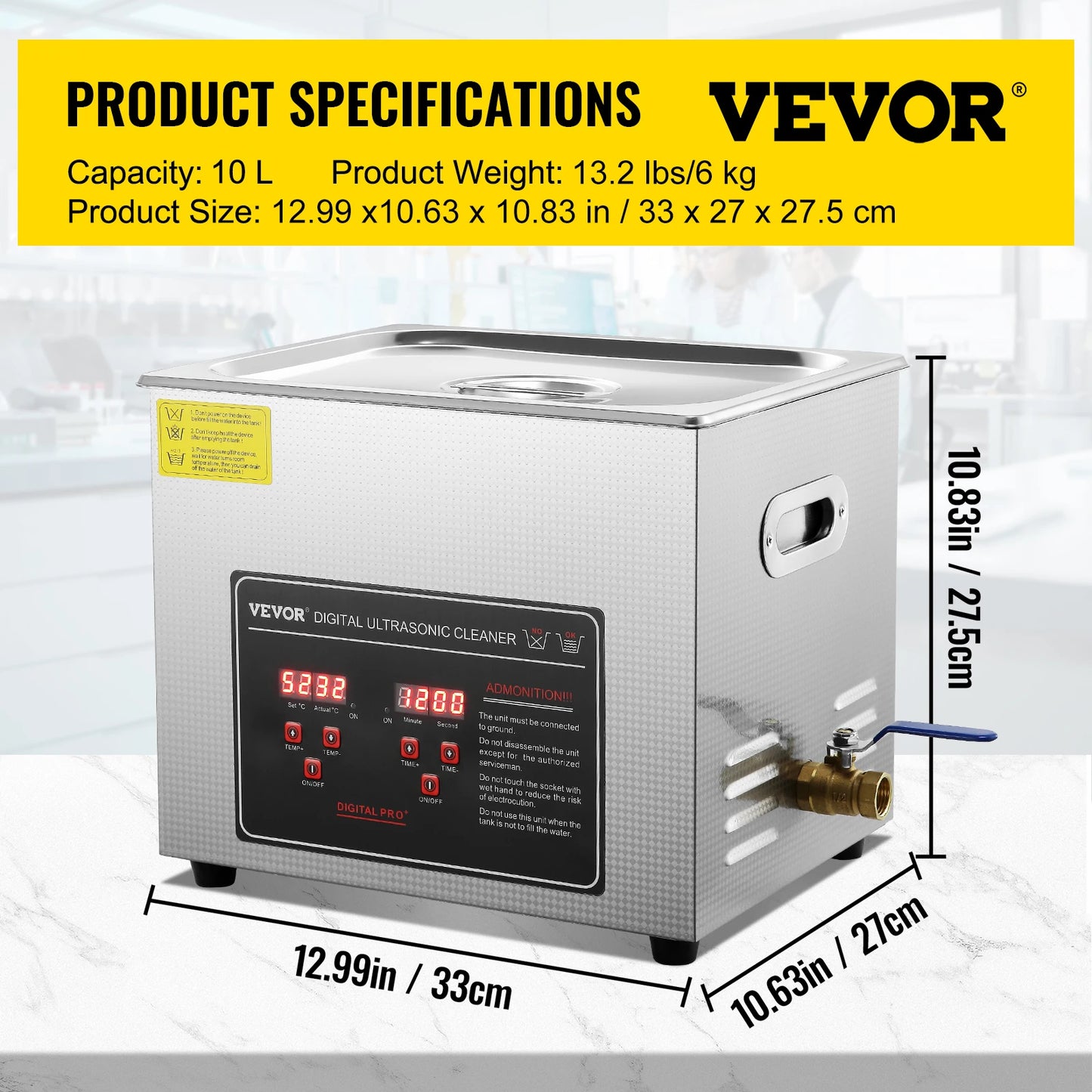 Stainless Steel Ultrasonic Portable Cleaning Machine  2L 3L 6L 10L 22L 30L