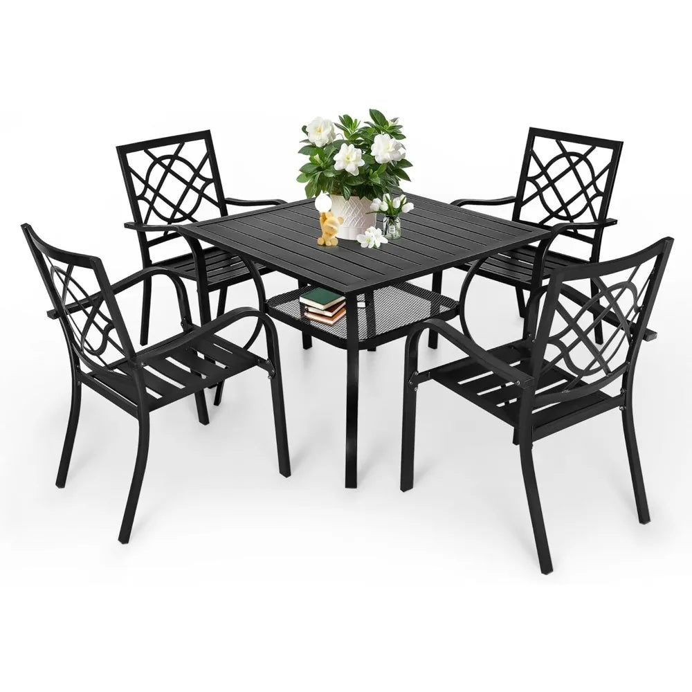 Wrought Iron Patio Table & Chair Furniture Set