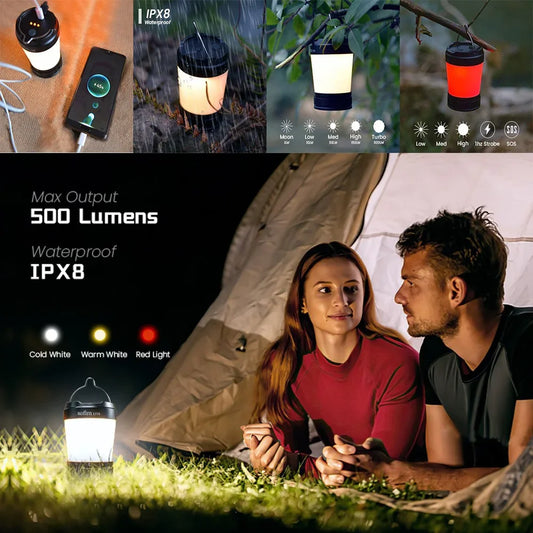 Aerospace Grade Aluminum Alloy Camping Light/Lantern with Reverse Charging Function 500 Lumen