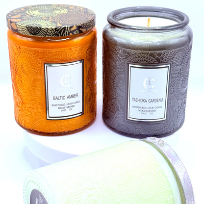 Scented Soy Wax Aromatherapy Candles, Embossed Glass