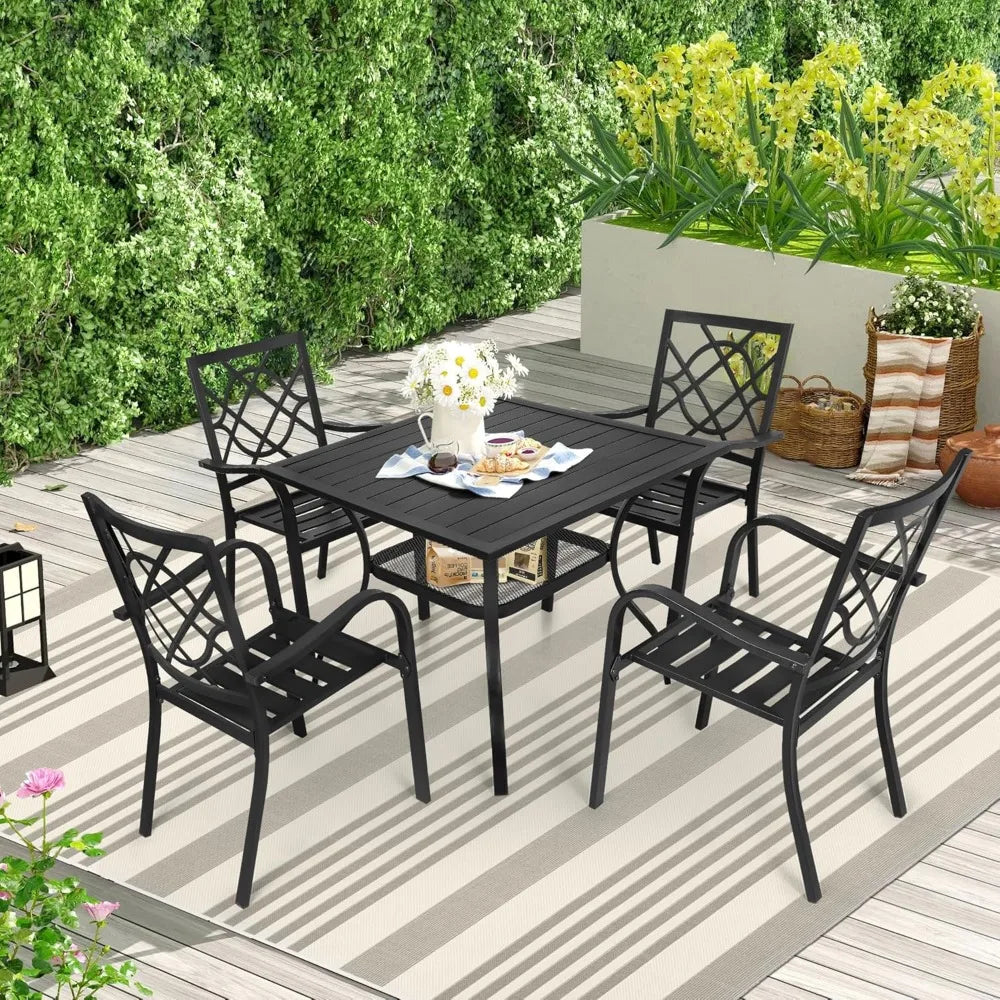 Wrought Iron Patio Table & Chair Furniture Set