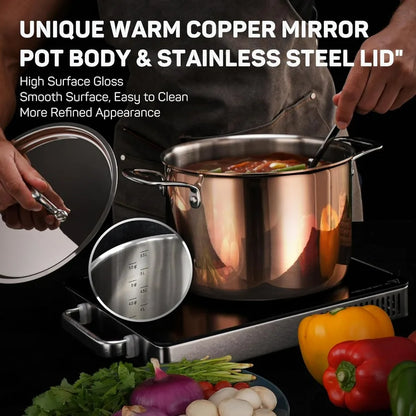 10-Piece Stainless Steel Copper Colored Outer Pots and Pans Set with Stainless Steel Lid