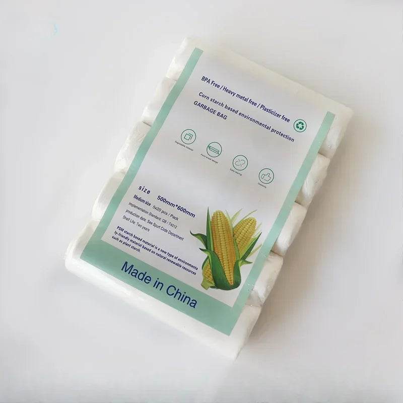 Biodegradable trash bags for kitchen and outdoor, 100 BPA free 5 rolls