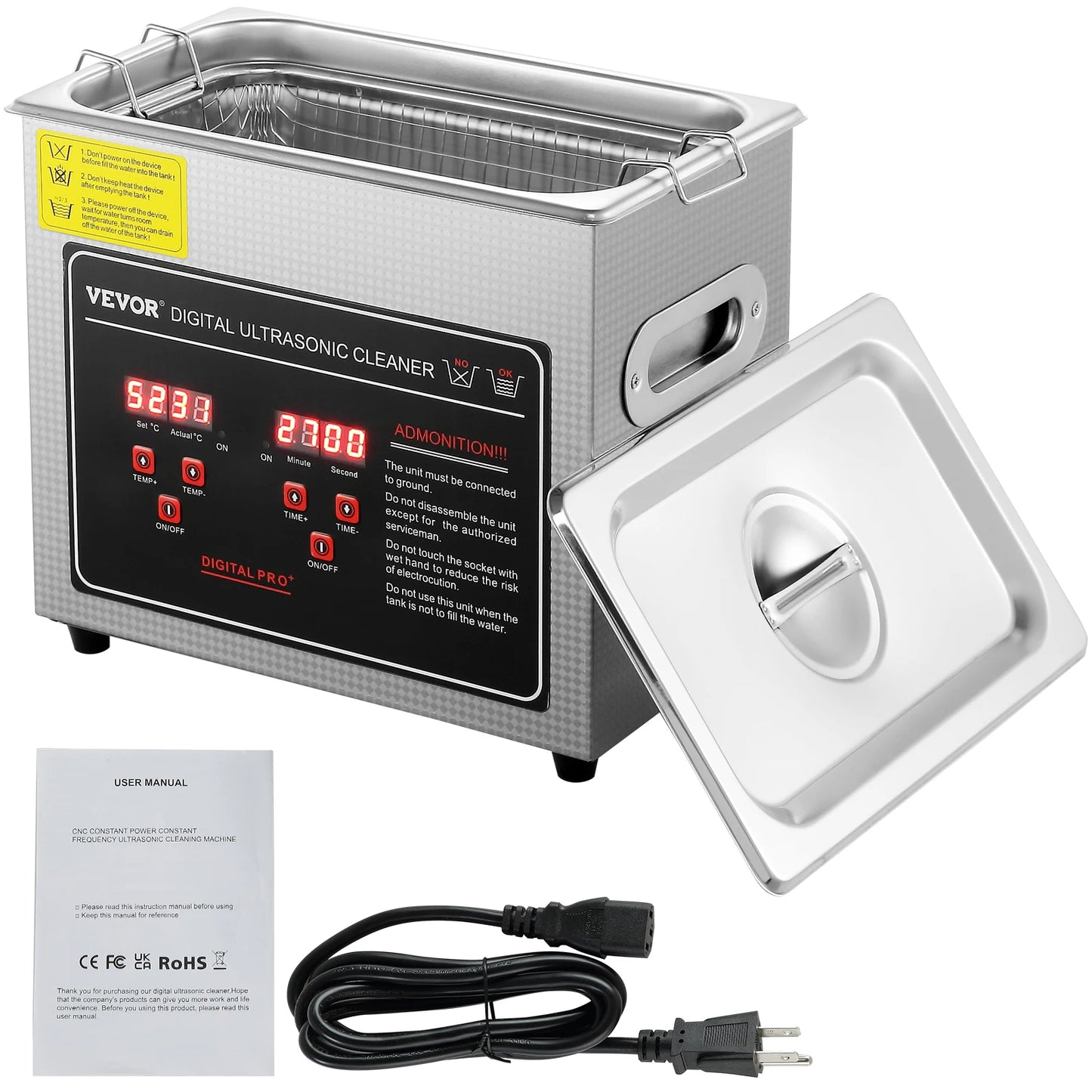 Stainless Steel Ultrasonic Portable Cleaning Machine  2L 3L 6L 10L 22L 30L