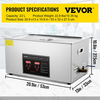 Stainless Steel Ultrasonic Portable Cleaning Machine  2L 3L 6L 10L 22L 30L
