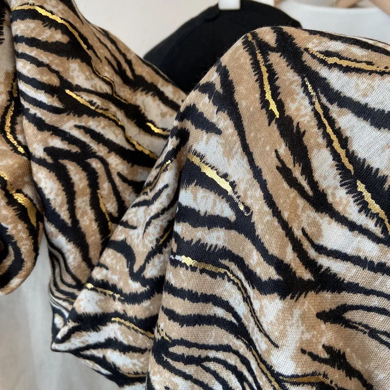 Soft Viscose Scarf with Zebra-Stripe Print