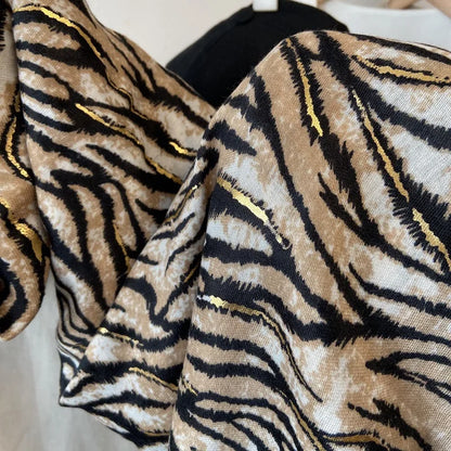 Soft Viscose Scarf with Zebra-Stripe Print