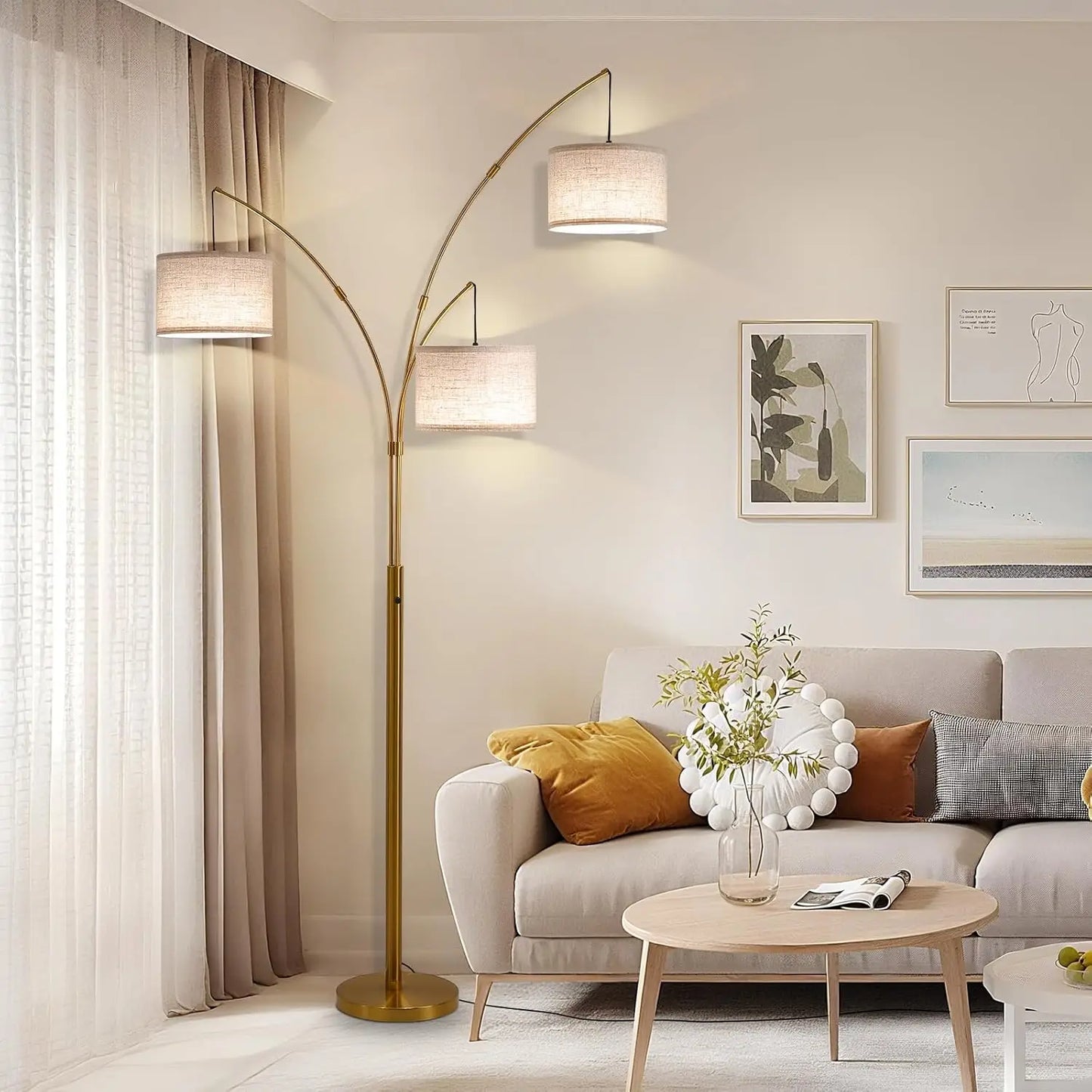 Super Bright Arc Floor Lamp Remote Control Stepless Dimmable 80 Inch Mid Century Tree Floor Lamp For Living Room Bedroom Office