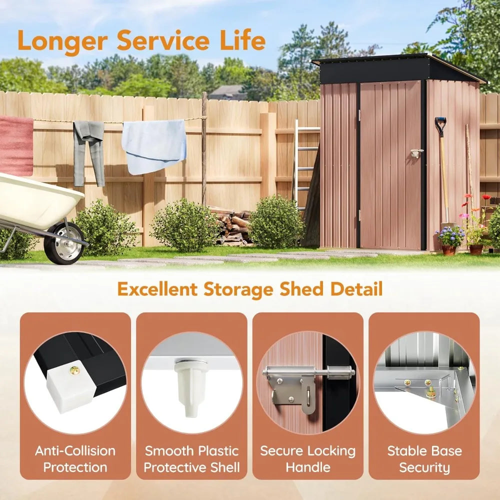 Garden Storage Shed with Lockable Door,Steel Tool Shed with Sloping Roof,Anti-Corrosion Metal Shed for Backyard Patio Lawn